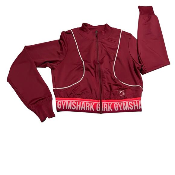 Gymshark Recess Track Top Size S Cream Cropped Zip Up Jacket Workout Fitness Gym - Picture 2 of 6